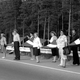 People hold hands and Latvian flags as they participate in a human chain at Baltic Way near Riga August 23, 1989. Runners left Lithuania and Estonia on August 22, 2009, for neighbouring Latvia to start events marking the 20th anniversary of a 600 km (375 mile) human chain that showed the Balts' wish to regain their independence from the Soviet Union. More than two million people in the Baltic countries of Estonia, Latvia and Lithuania joined hands in one of the biggest mass protests seen against the former Soviet Union and demanded the restoration of independence. Picture taken August 23, 1989.